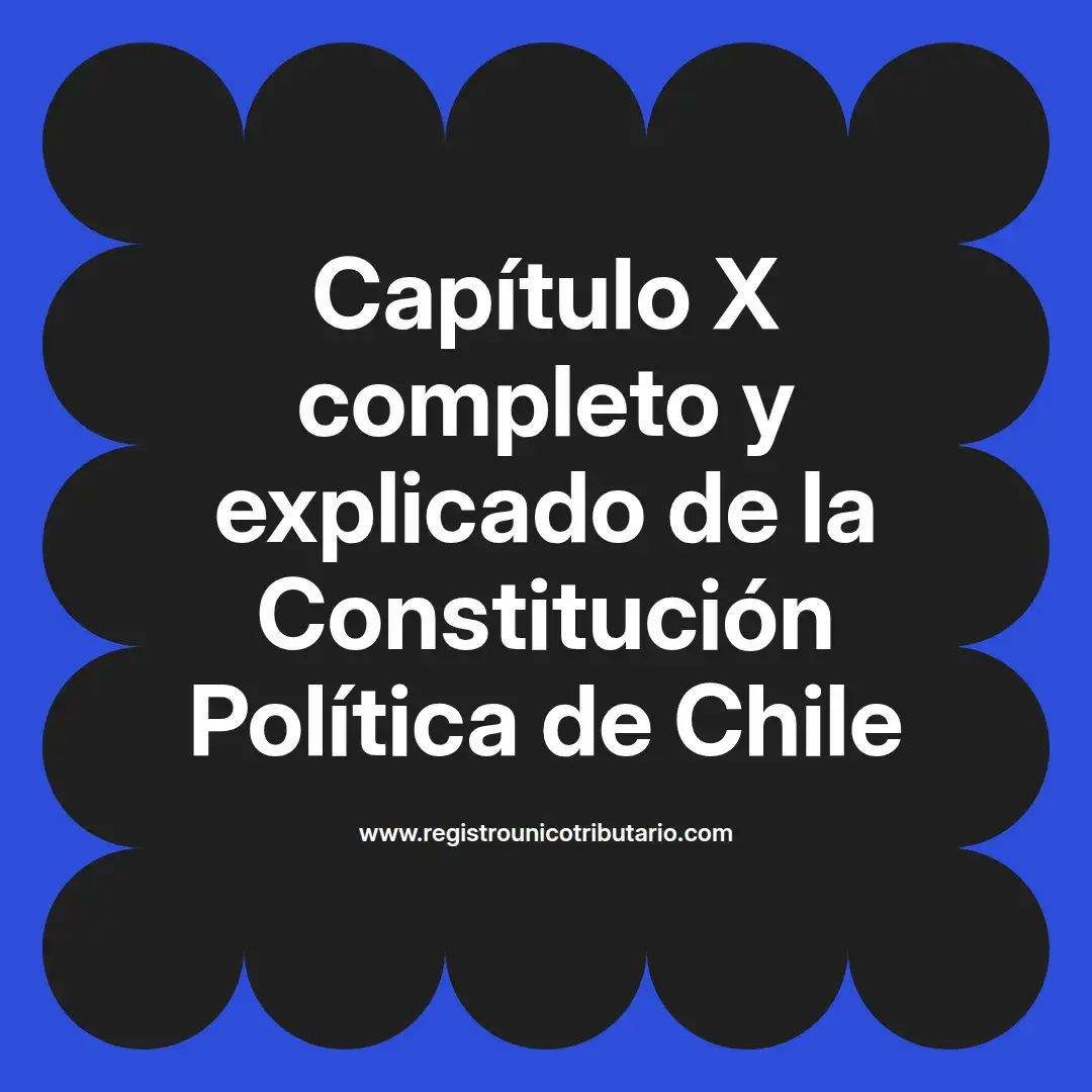 imagen destacada del post con un texto en el centro que dice Capítulo X completo y explicado de la Constitución Política de Chile y abajo del texto aparece el url de sitio web que es registro unico tributario punto com