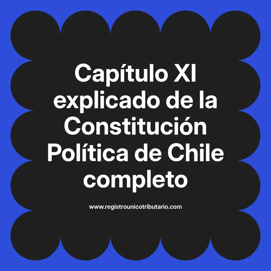 imagen destacada del post con un texto en el centro que dice Capítulo XI explicado de la Constitución Política de Chile completo y abajo del texto aparece el url de sitio web que es registro unico tributario punto com