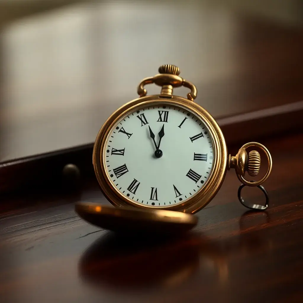 Reloj de bolsillo antiguo dorado: gestión del tiempo en finanzas, Colombia.