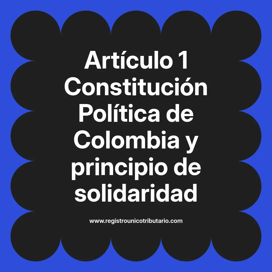 imagen destacada del post con un texto en el centro que dice Artículo 1 Constitución Política de Colombia y principio de solidaridad y abajo del texto aparece el url de sitio web que es registro unico tributario punto com