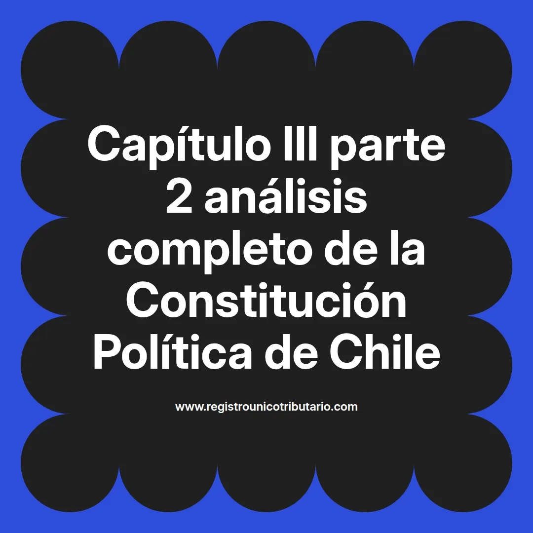 imagen destacada del post con un texto en el centro que dice Capítulo III parte 2 análisis completo de la Constitución Política de Chile y abajo del texto aparece el url de sitio web que es registro unico tributario punto com