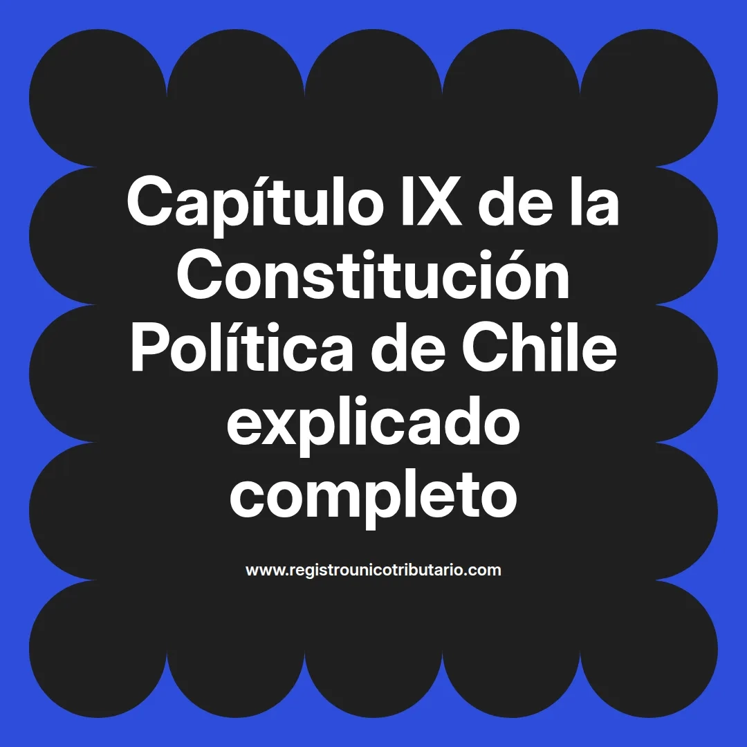 imagen destacada del post con un texto en el centro que dice Capítulo IX de la Constitución Política de Chile explicado completo y abajo del texto aparece el url de sitio web que es registro unico tributario punto com