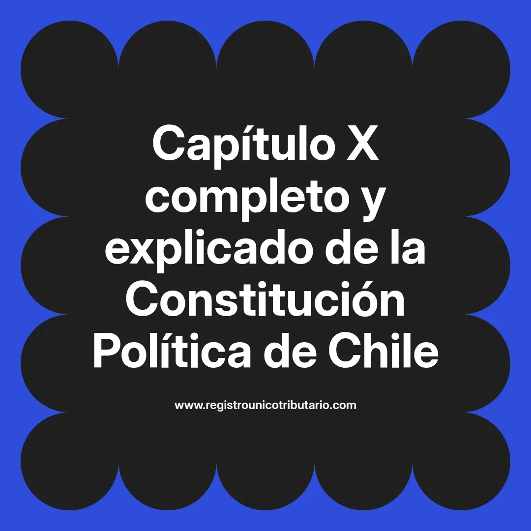 imagen destacada del post con un texto en el centro que dice Capítulo X completo y explicado de la Constitución Política de Chile y abajo del texto aparece el url de sitio web que es registro unico tributario punto com