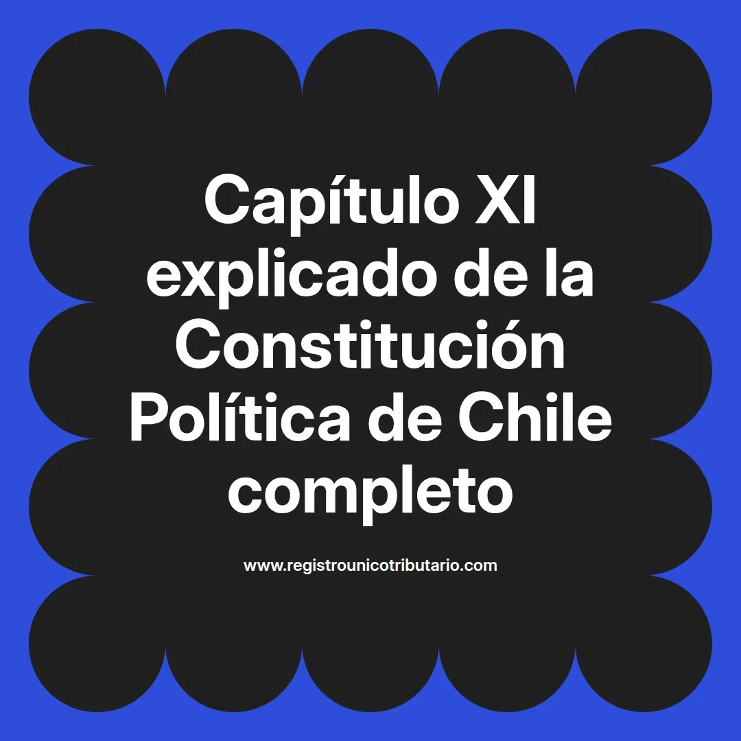 imagen destacada del post con un texto en el centro que dice Capítulo XI explicado de la Constitución Política de Chile completo y abajo del texto aparece el url de sitio web que es registro unico tributario punto com
