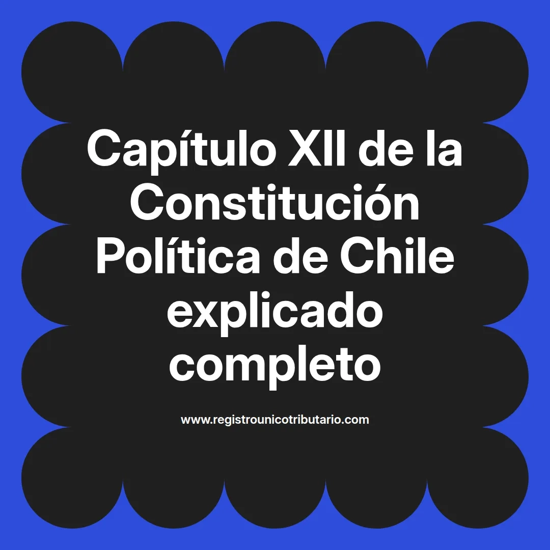 imagen destacada del post con un texto en el centro que dice Capítulo XII de la Constitución Política de Chile explicado completo y abajo del texto aparece el url de sitio web que es registro unico tributario punto com