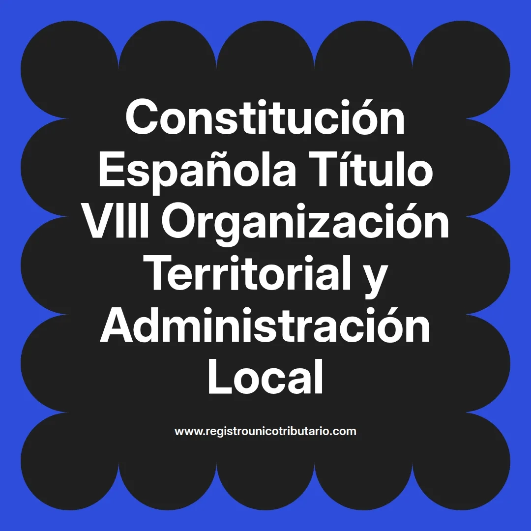 imagen destacada del post con un texto en el centro que dice Constitución Española Título VIII Organización Territorial y Administración Local y abajo del texto aparece el url de sitio web que es registro unico tributario punto com