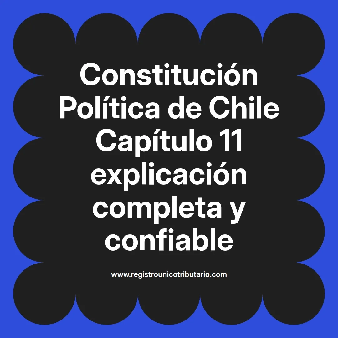 imagen destacada del post con un texto en el centro que dice Constitución Política de Chile Capítulo 11 explicación completa y confiable y abajo del texto aparece el url de sitio web que es registro unico tributario punto com