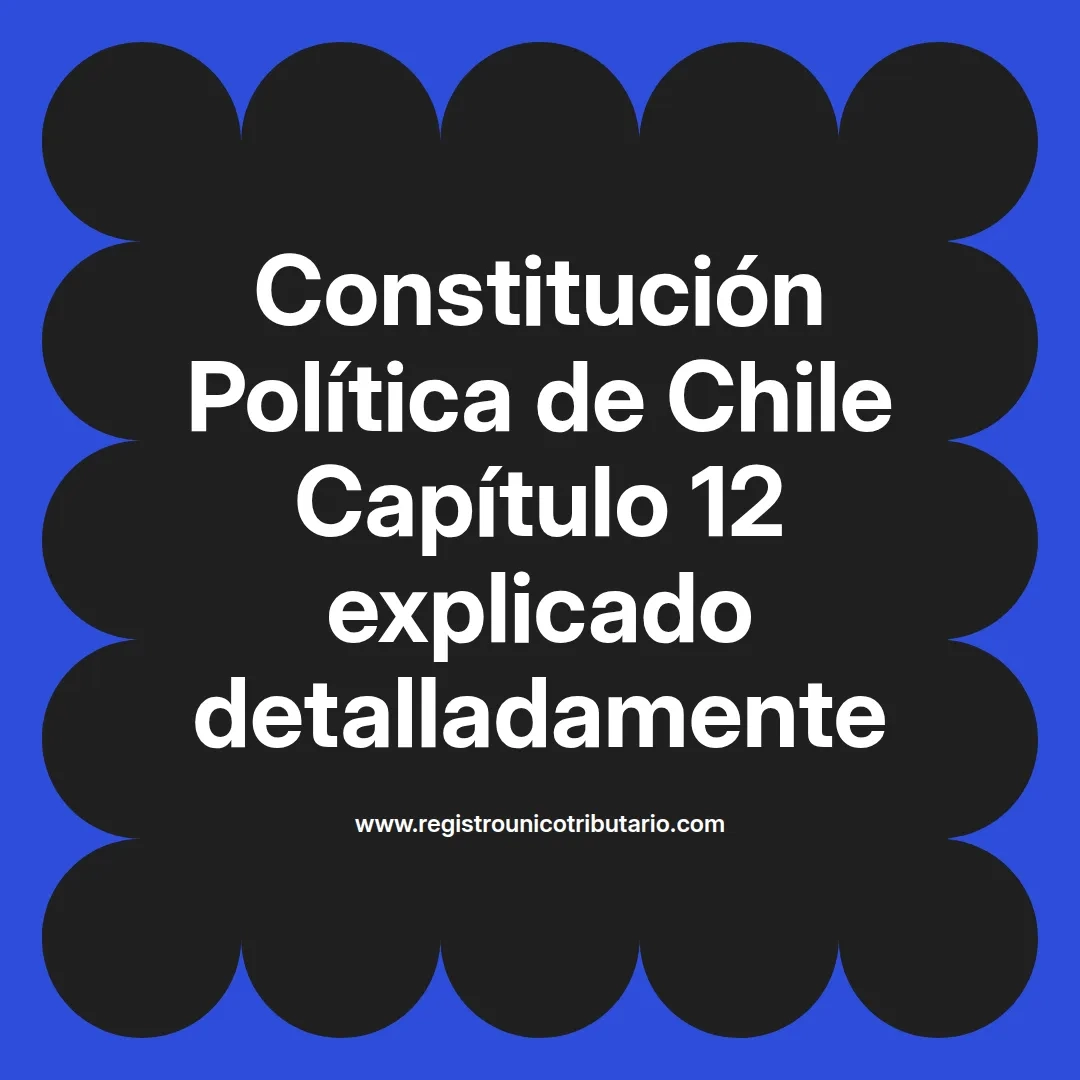imagen destacada del post con un texto en el centro que dice Constitución Política de Chile Capítulo 12 explicado detalladamente y abajo del texto aparece el url de sitio web que es registro unico tributario punto com