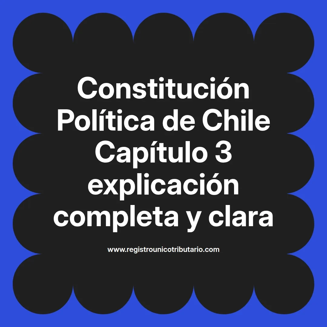 imagen destacada del post con un texto en el centro que dice Constitución Política de Chile Capítulo 3 explicación completa y clara y abajo del texto aparece el url de sitio web que es registro unico tributario punto com