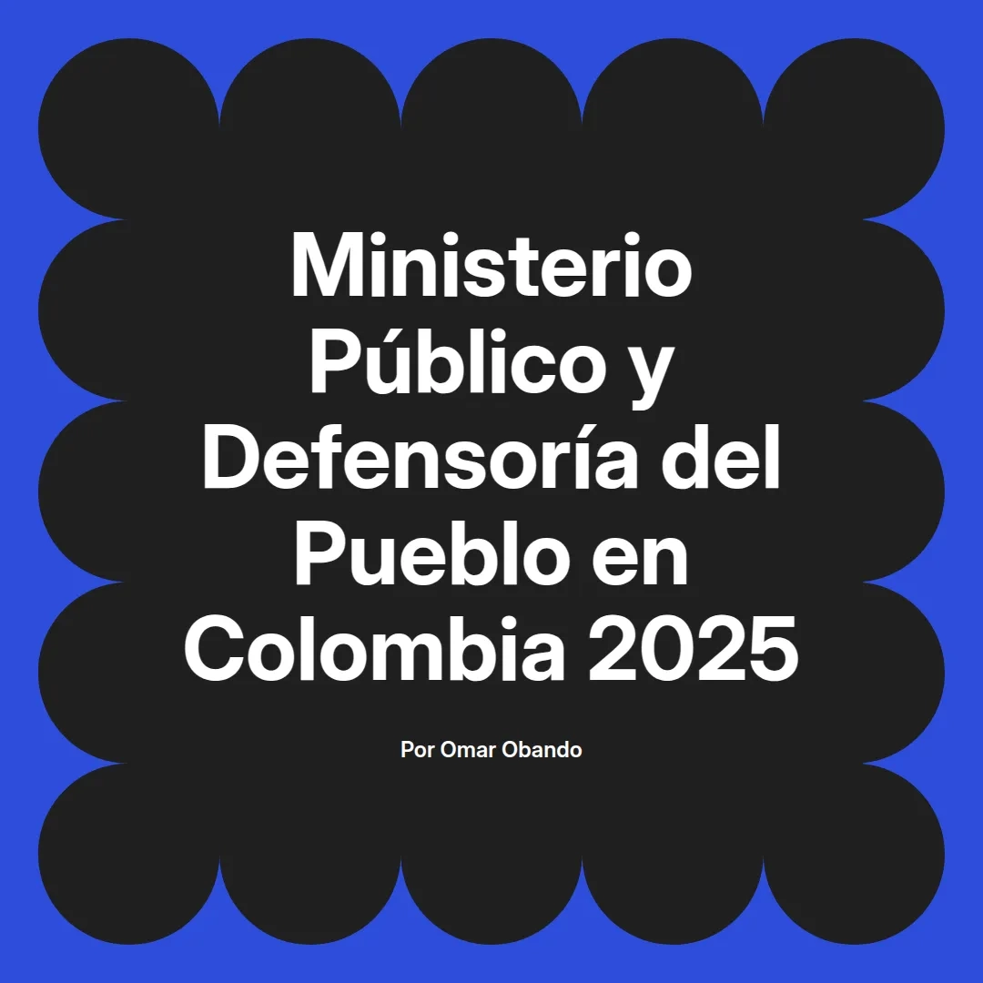 imagen destacada del post con un texto en el centro que dice Ministerio Público y Defensoría del Pueblo en Colombia 2025 y abajo del texto aparece el nombre del autor Omar Obando
