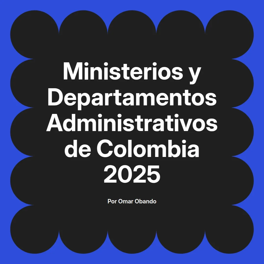 imagen destacada del post con un texto en el centro que dice Ministerios y Departamentos Administrativos de Colombia 2025 y abajo del texto aparece el nombre del autor Omar Obando