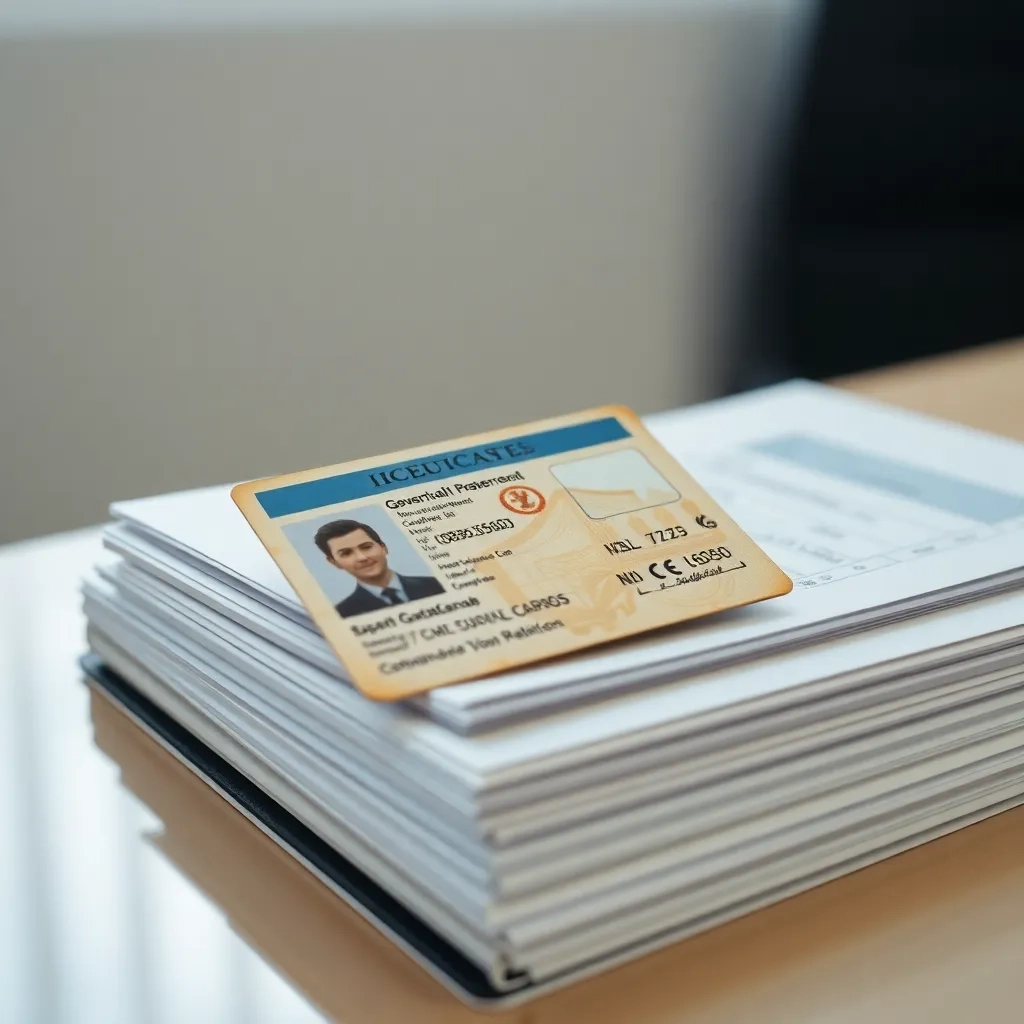 Documento oficial tipo rut sobre pila de expedientes en Perú.