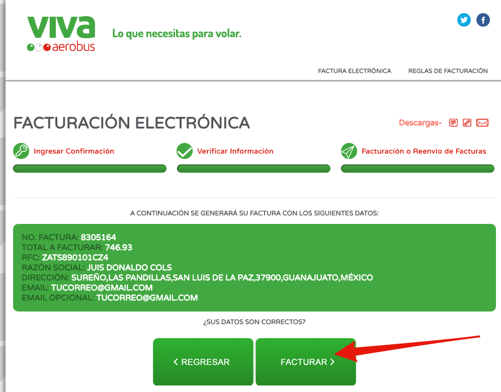 facturacion vivaaerobus