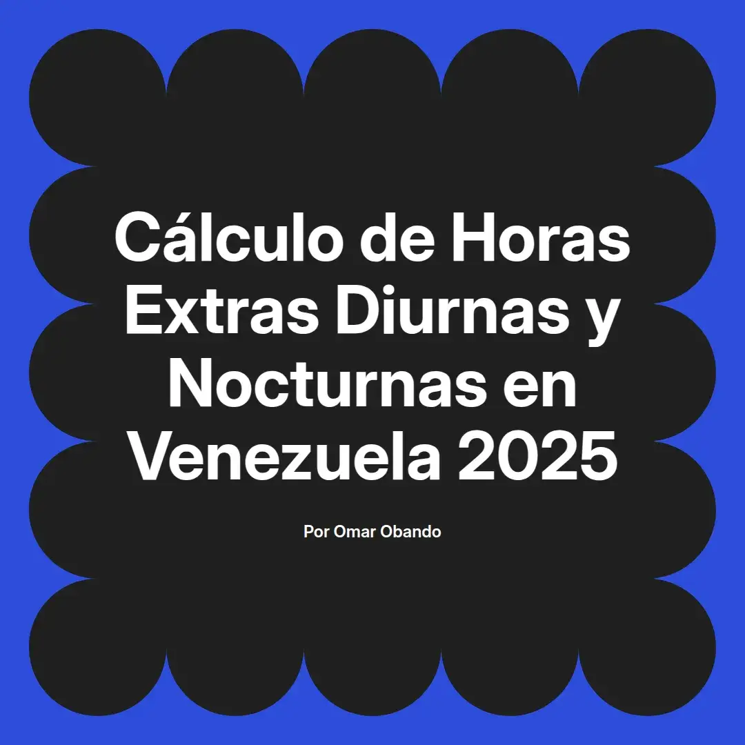 imagen destacada del post con un texto en el centro que dice Cálculo de Horas Extras Diurnas y Nocturnas en Venezuela 2025 y abajo del texto aparece el nombre del autor Omar Obando