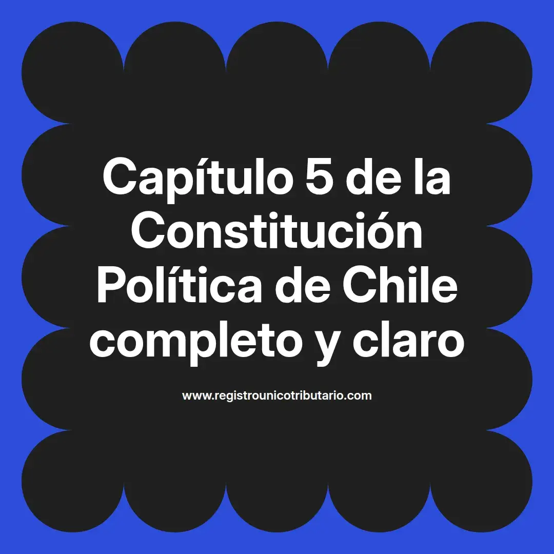 imagen destacada del post con un texto en el centro que dice Capítulo 5 de la Constitución Política de Chile completo y claro y abajo del texto aparece el url de sitio web que es registro unico tributario punto com