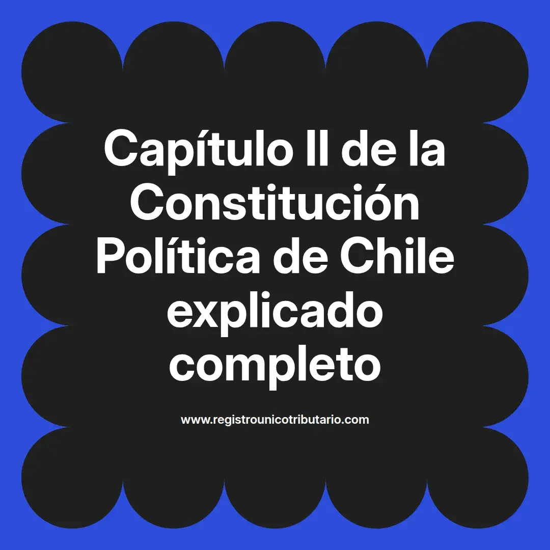 imagen destacada del post con un texto en el centro que dice Capítulo II de la Constitución Política de Chile explicado completo y abajo del texto aparece el url de sitio web que es registro unico tributario punto com