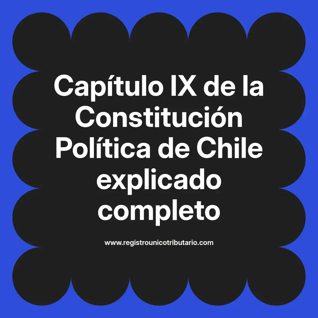 imagen destacada del post con un texto en el centro que dice Capítulo IX de la Constitución Política de Chile explicado completo y abajo del texto aparece el url de sitio web que es registro unico tributario punto com
