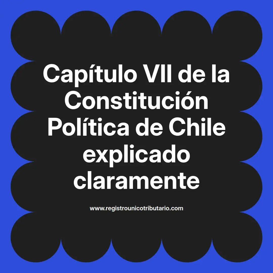 imagen destacada del post con un texto en el centro que dice Capítulo VII de la Constitución Política de Chile explicado claramente y abajo del texto aparece el url de sitio web que es registro unico tributario punto com