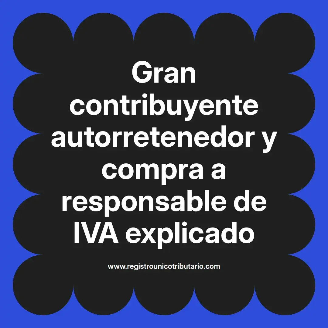imagen destacada del post con un texto en el centro que dice Gran contribuyente autorretenedor y compra a responsable de IVA explicado y abajo del texto aparece el url de sitio web que es registro unico tributario punto com