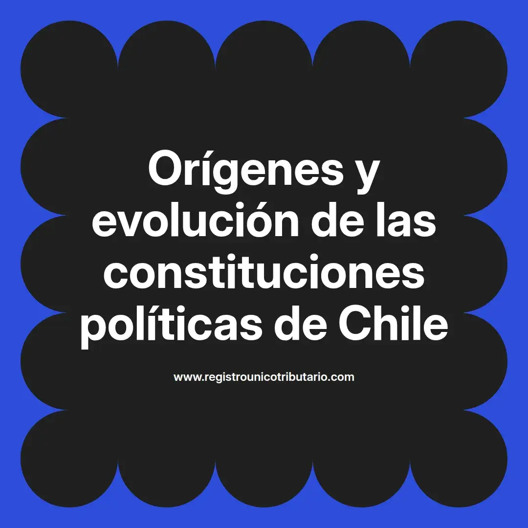 imagen destacada del post con un texto en el centro que dice Orígenes y evolución de las constituciones políticas de Chile y abajo del texto aparece el url de sitio web que es registro unico tributario punto com