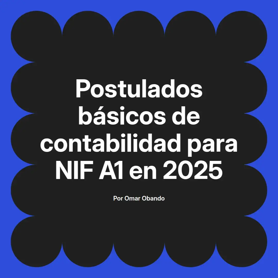 imagen destacada del post con un texto en el centro que dice Postulados básicos de contabilidad para NIF A1 en 2025 y abajo del texto aparece el nombre del autor Omar Obando