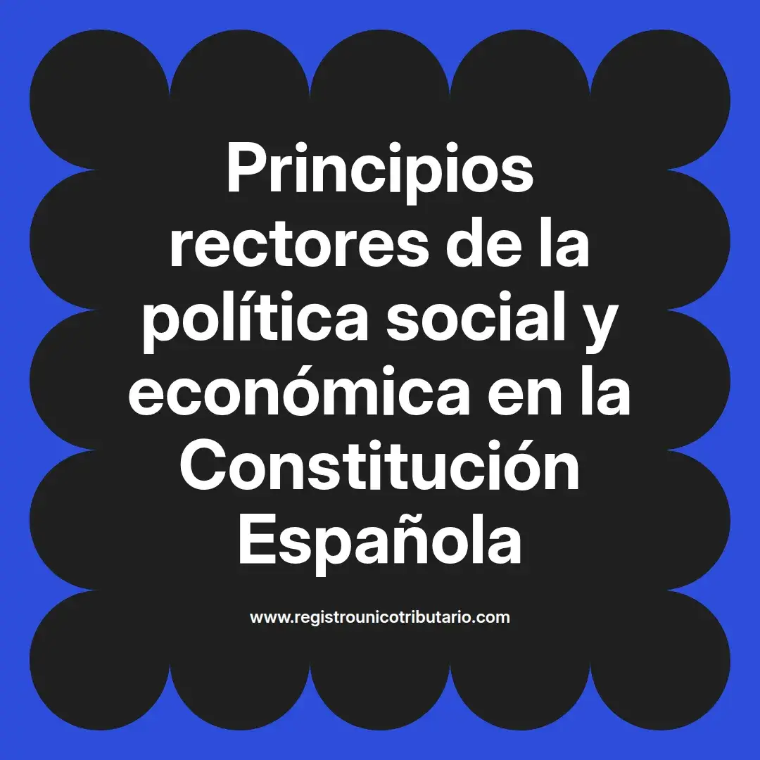 imagen destacada del post con un texto en el centro que dice Principios rectores de la política social y económica en la Constitución Española y abajo del texto aparece el url de sitio web que es registro unico tributario punto com